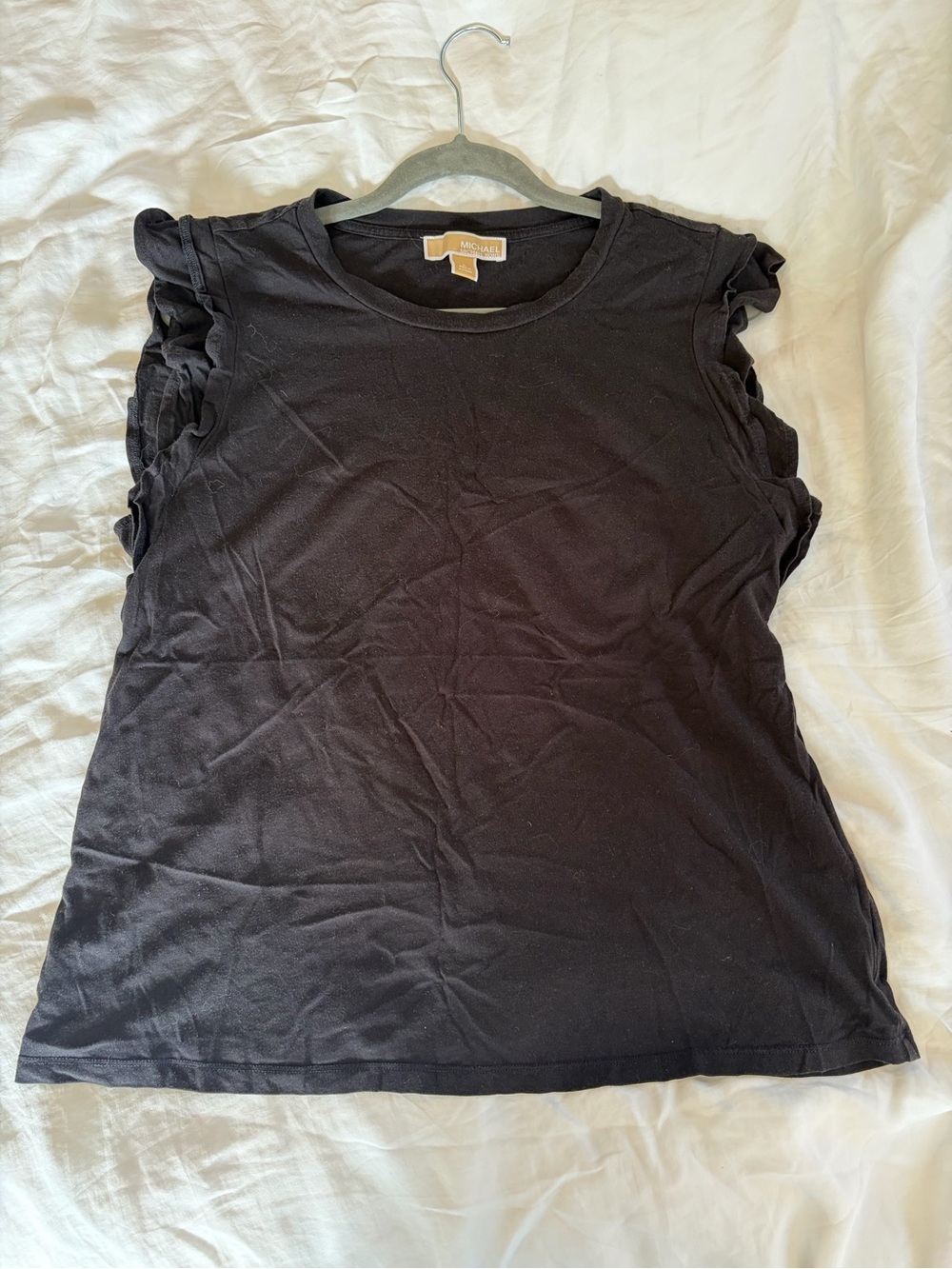 Michael Kors Black Ruffle Sleeve Tank Top